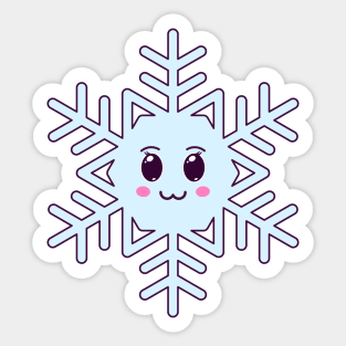 Cartoon Kawaii Snowflake with Cute Face Sticker